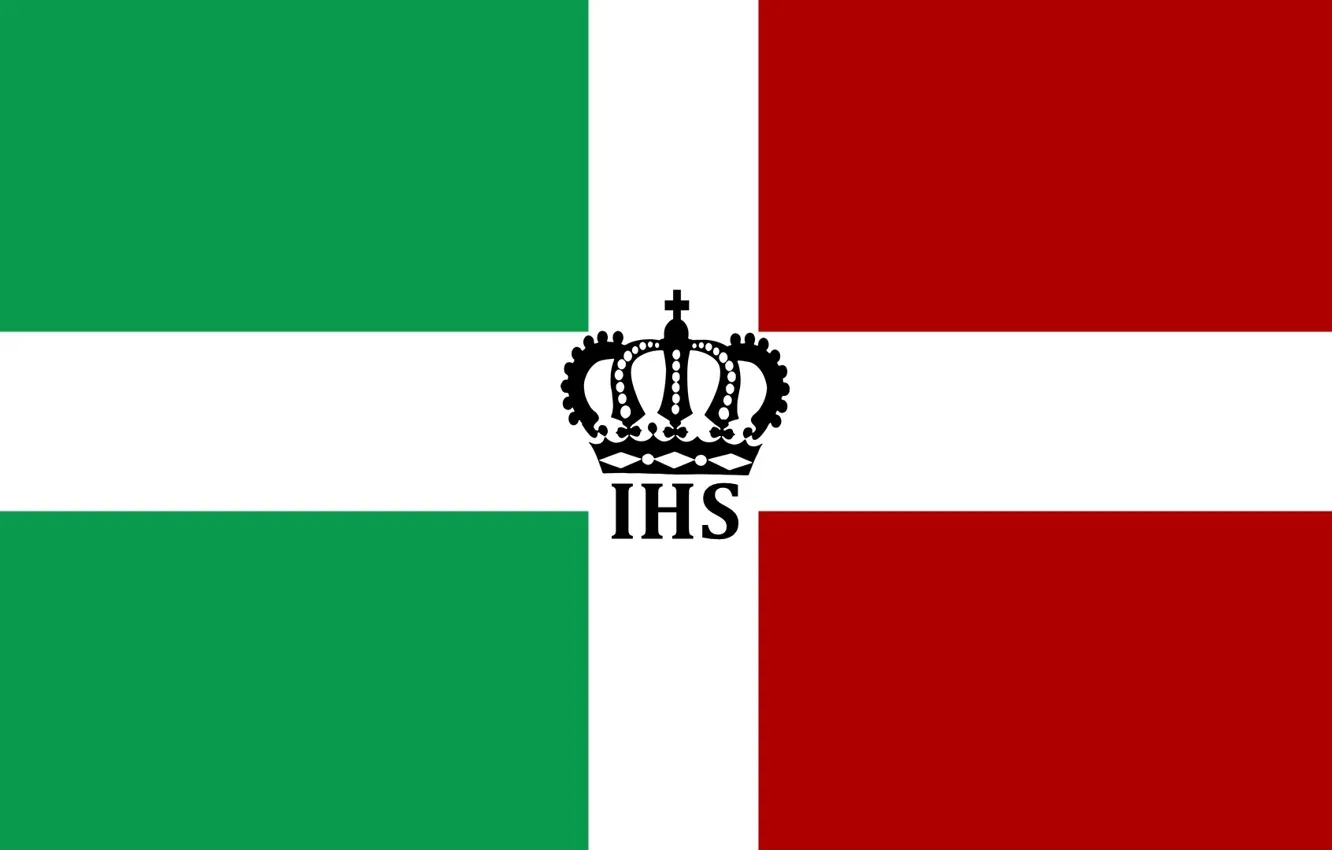 Photo wallpaper green, red, Italy, crown, flag, Italia, Flags, Jesus