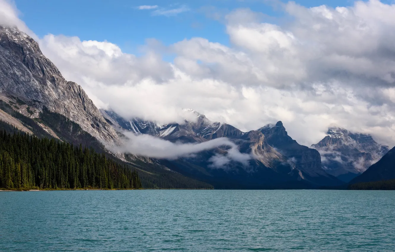 Photo wallpaper clouds, mountains, lake, Canada