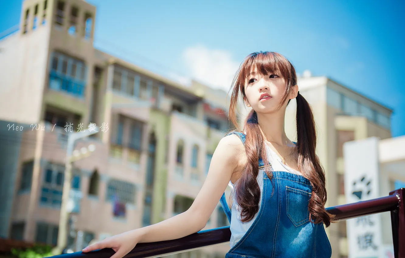 Photo wallpaper summer, look, girl, the city, street, model, Asian, beautiful