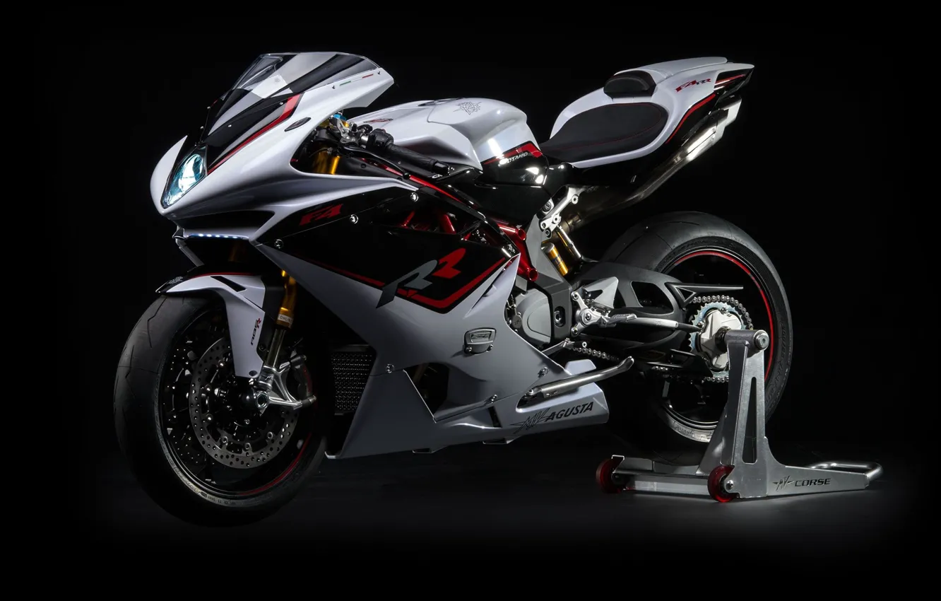 Photo wallpaper motorcycle, black background, MV Agusta, MV Agusta F4 R