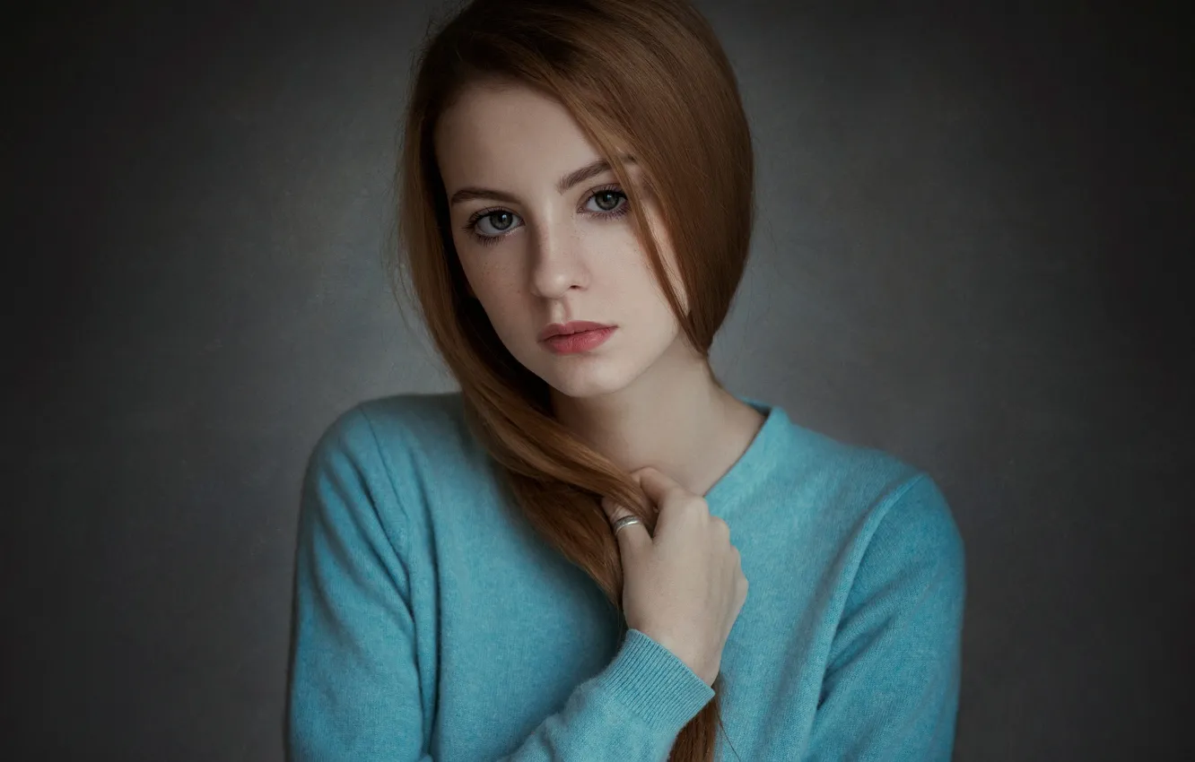 Photo wallpaper portrait, freckles, the beauty, redhead, Tatiana, natural light