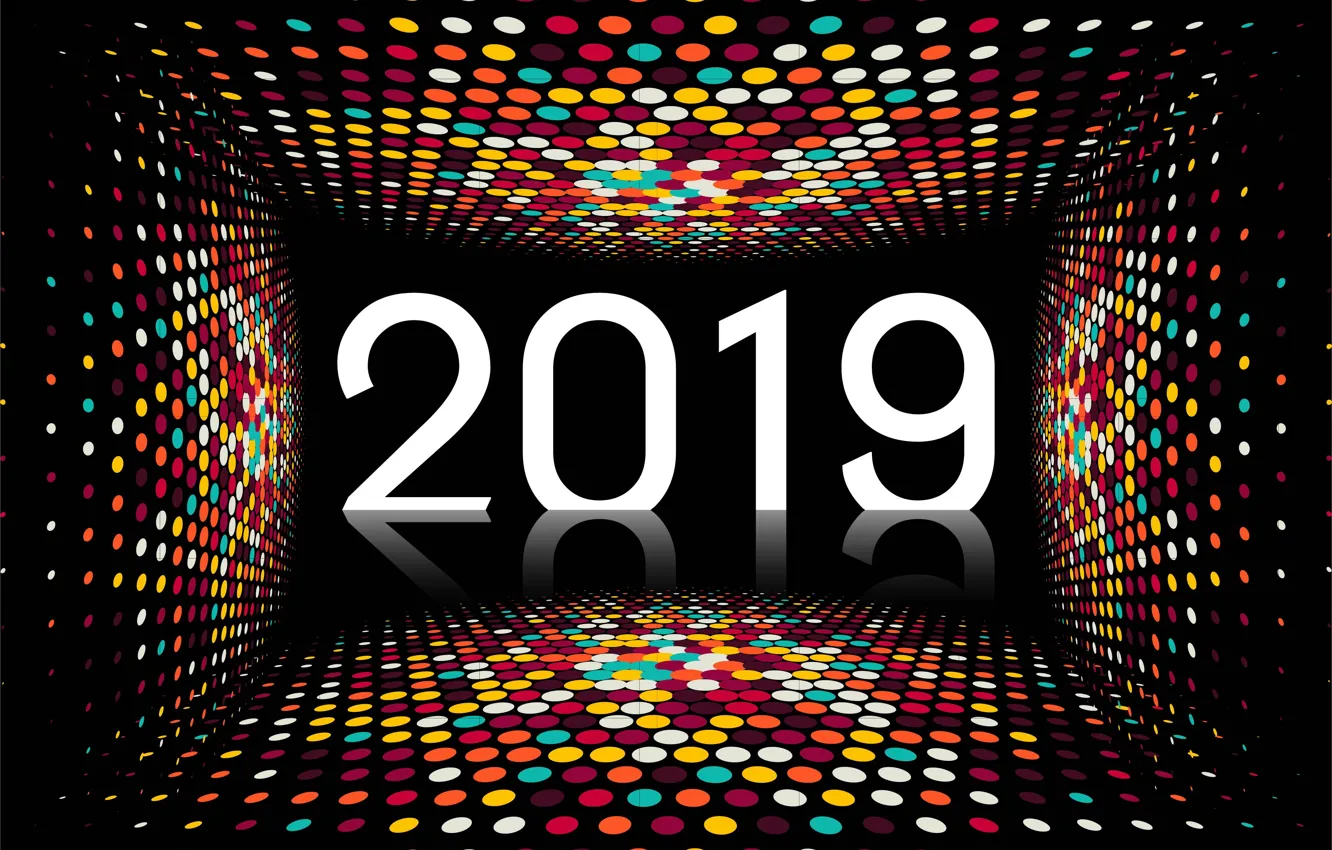 Photo wallpaper colorful, New Year, figures, black background, black, background, New Year, mosaic
