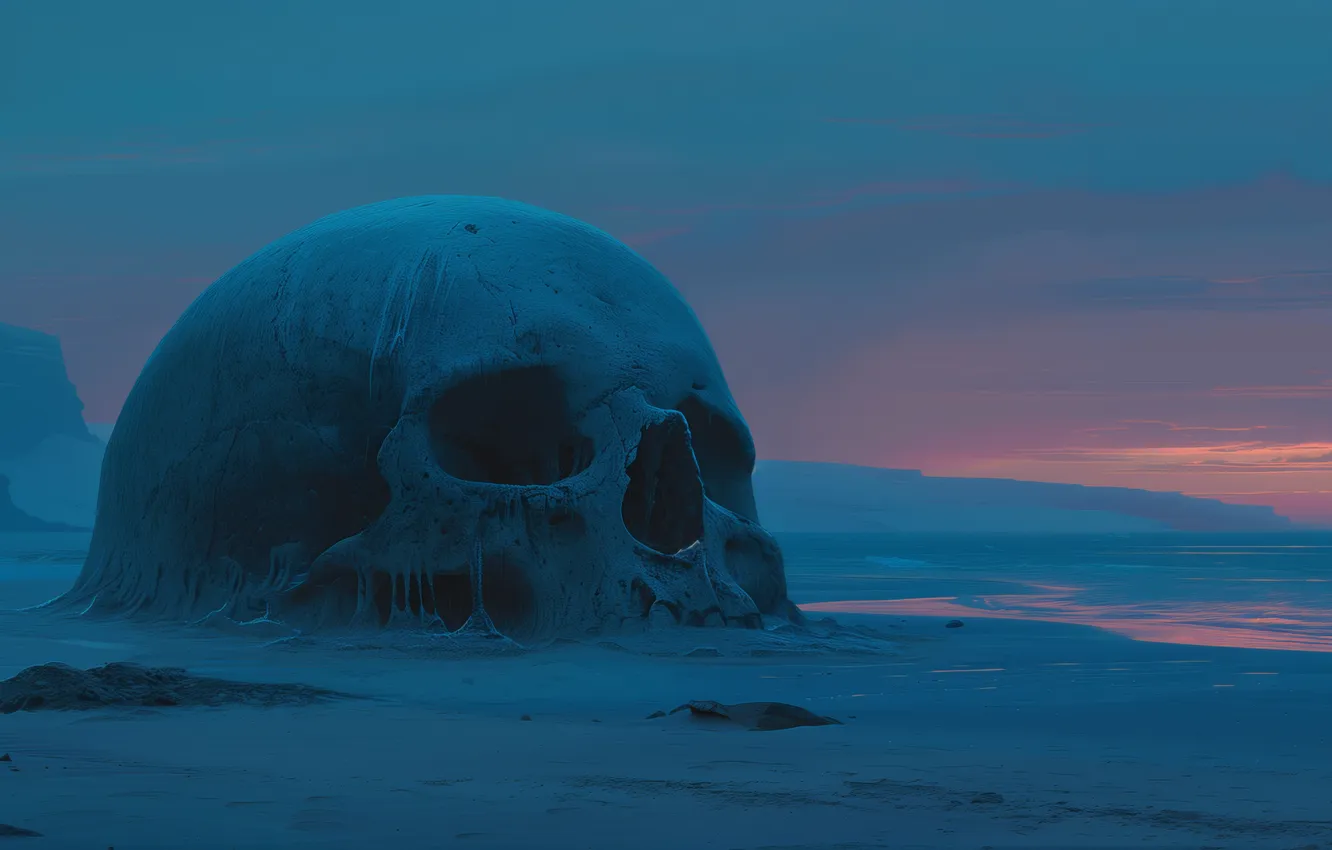 Photo wallpaper sake, blue, giant, Illustration, AI Art