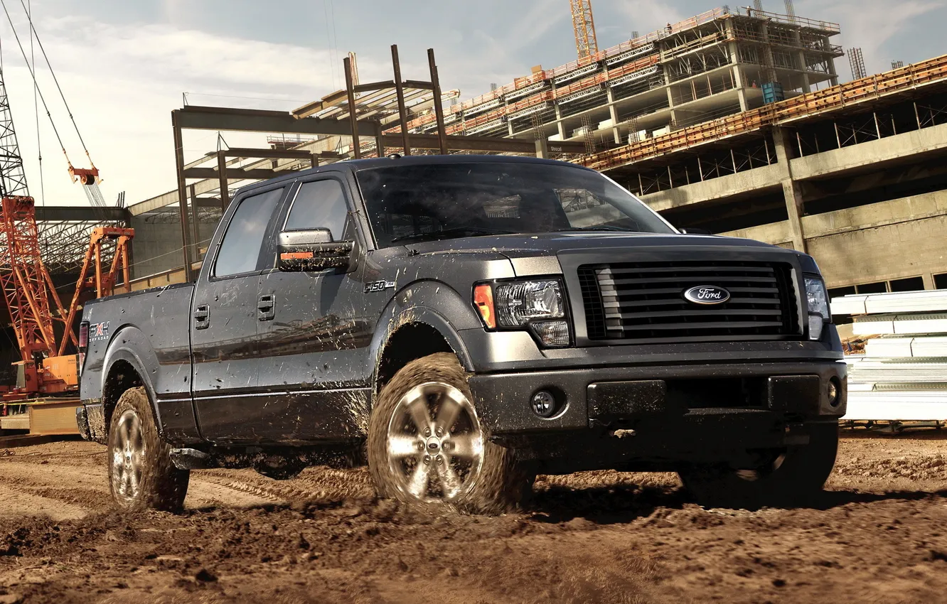 Photo wallpaper the sky, construction, Ford, dirt, Ford, pickup, F-150, SuperCrew