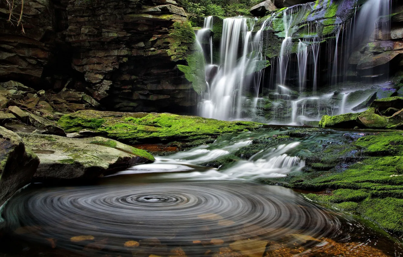 Photo wallpaper nature, river, waterfall, river, nature, waterfall