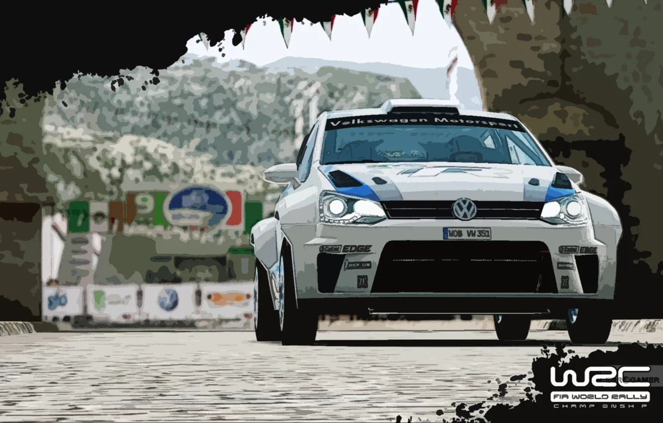Photo wallpaper Auto, The game, White, Volkswagen, Rally, Polo, WRC 3, Ancestor