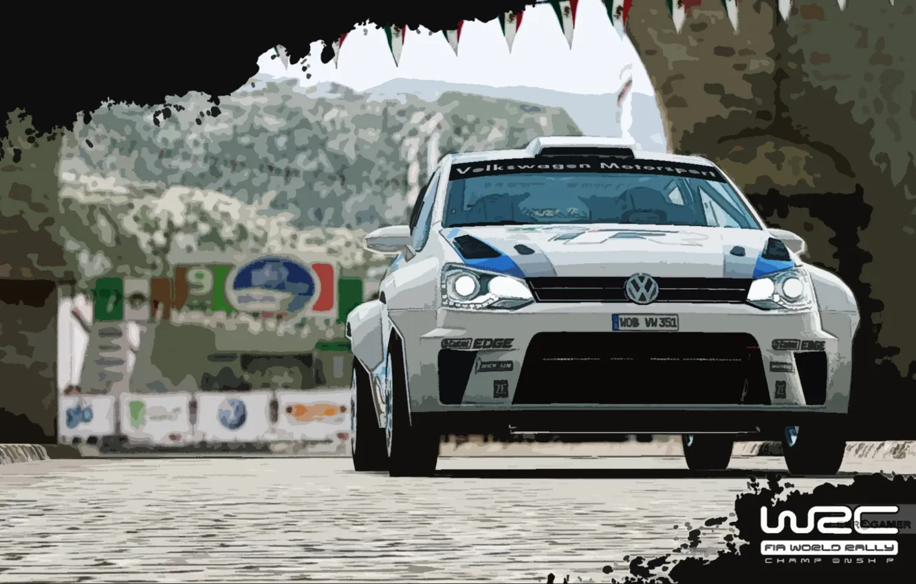 Photo wallpaper auto, white, the game, Volkswagen, Rally, Polo, WRC 3, Ancestor