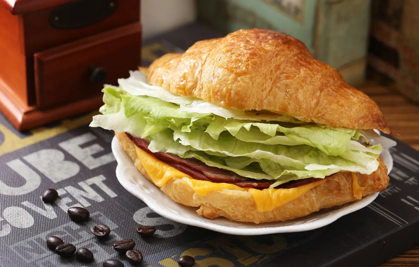 Photo wallpaper sandwich, sausage, salad