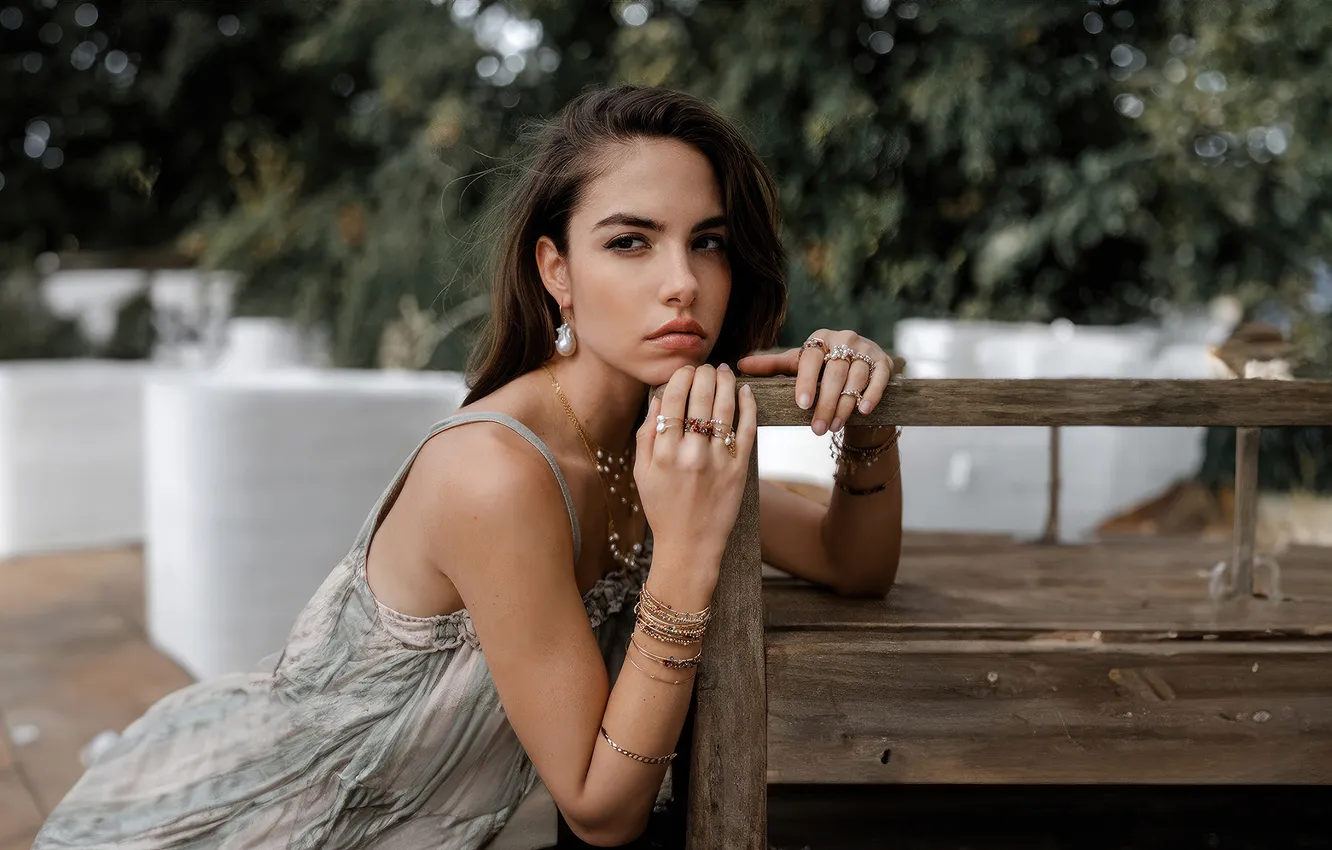 Photo wallpaper look, girl, face, photo, model, hands, bracelet, beautiful