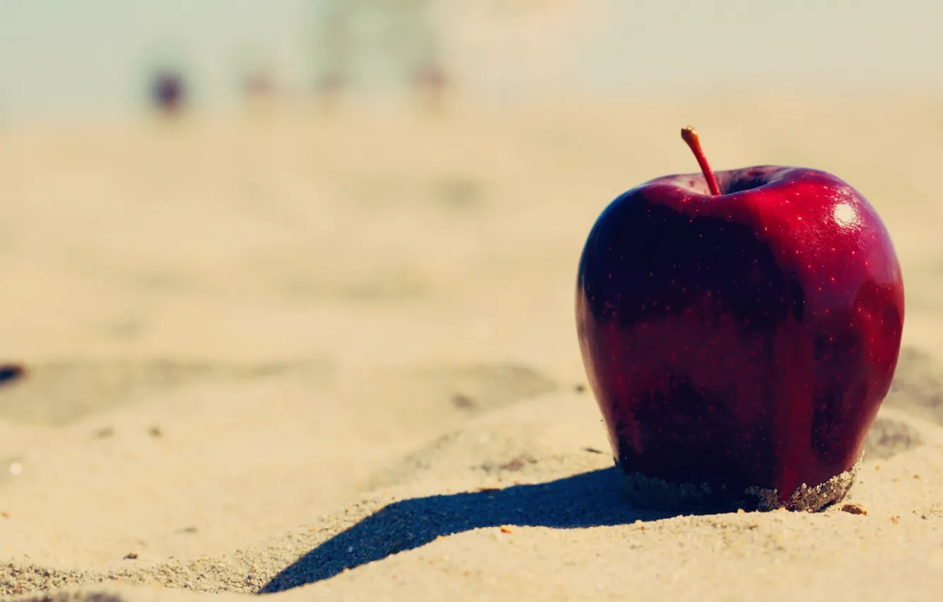 Photo wallpaper sand, beach, background, red, widescreen, Wallpaper, apple, Apple
