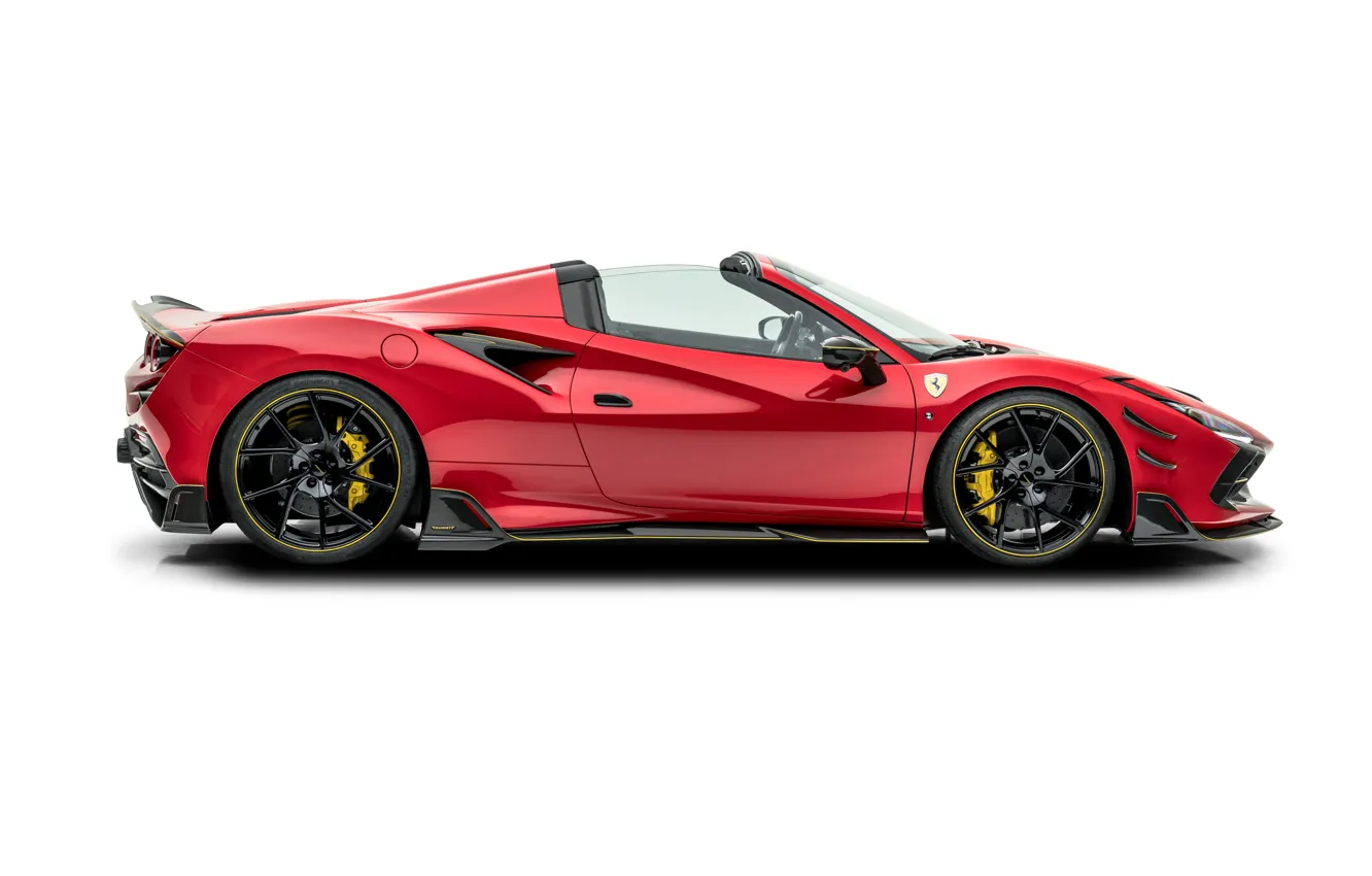 Photo wallpaper white background, Ferrari, side view, Mansory, Roadster, 2022, F8 Spider