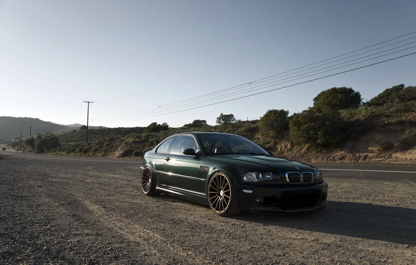 Photo wallpaper E46, M3, Dark green, Power line