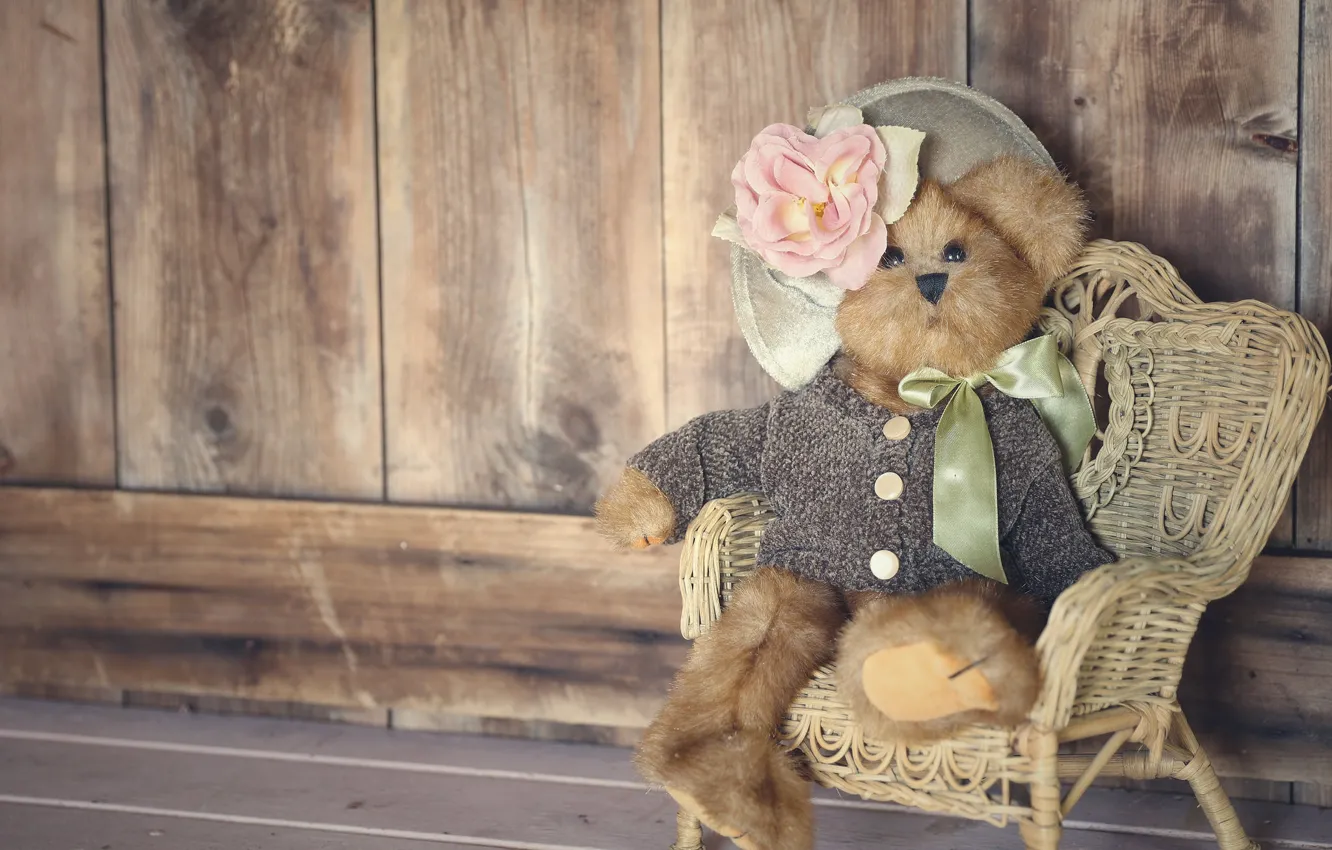 Photo wallpaper mood, toy, chair, bear, Teddy bear