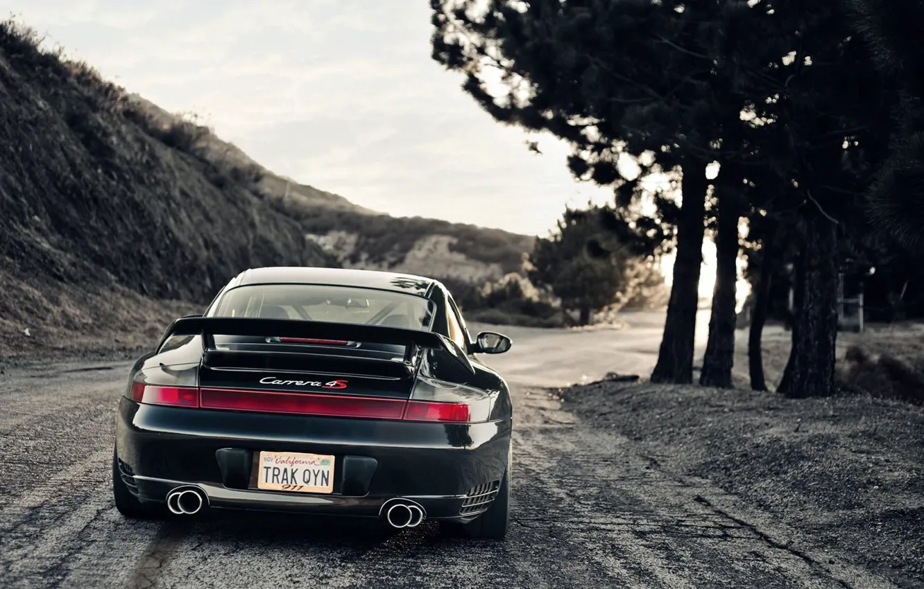 Photo wallpaper Porsche, porshe, road, carrera 4