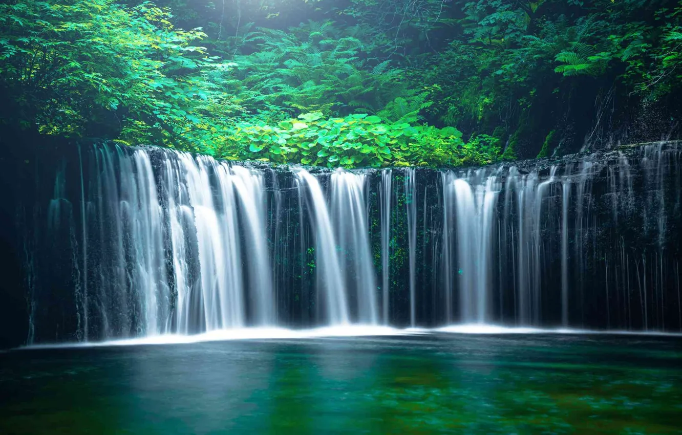 Photo wallpaper nature, rocks, shore, waterfall, stream