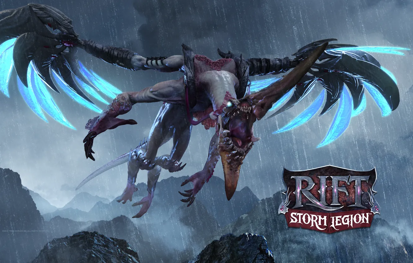 Photo wallpaper dragon, the game, wings, mouth, RIFT, storm legion