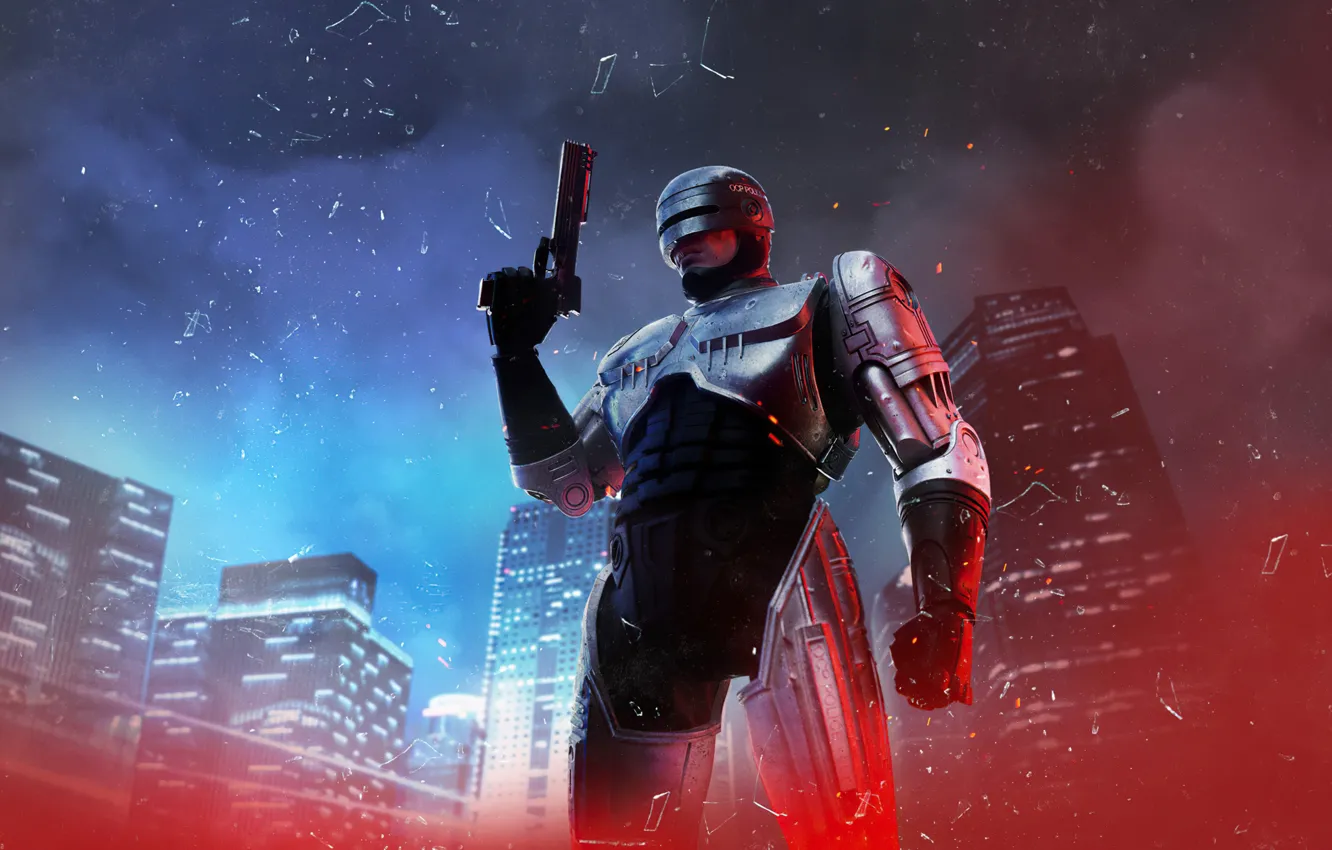 Photo wallpaper the game, robot, police, game, police, Robocop, RoboCop Rogue City, Teyon