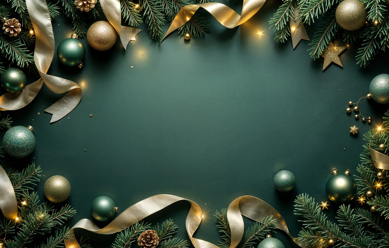 Photo wallpaper decoration, background, balls, new year, Christmas, golden, Christmas, balls