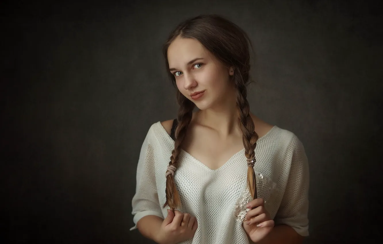 Photo wallpaper smile, Anna, braids, retouching, Ilya * Filimoshin