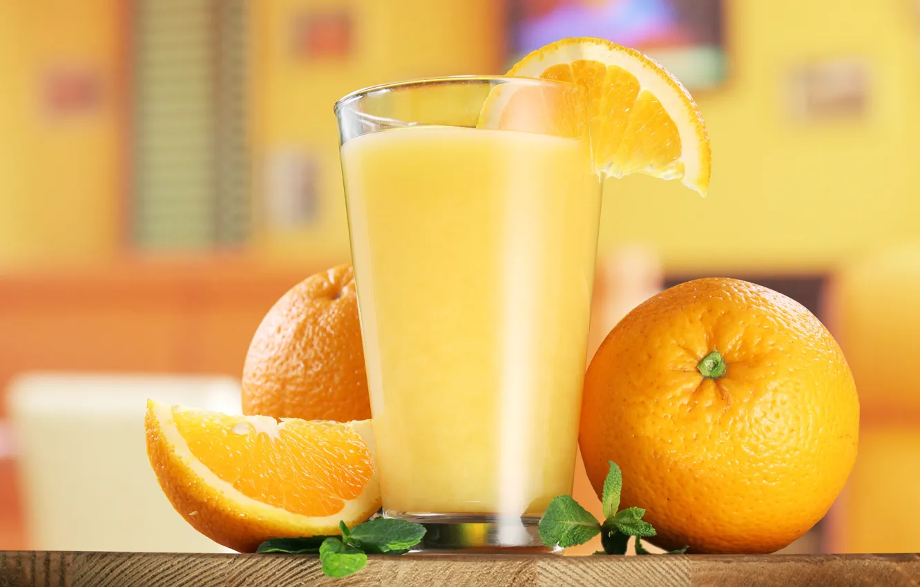 Photo wallpaper oranges, mint, slices, orange, orange juice, orange juice, mint, cloves