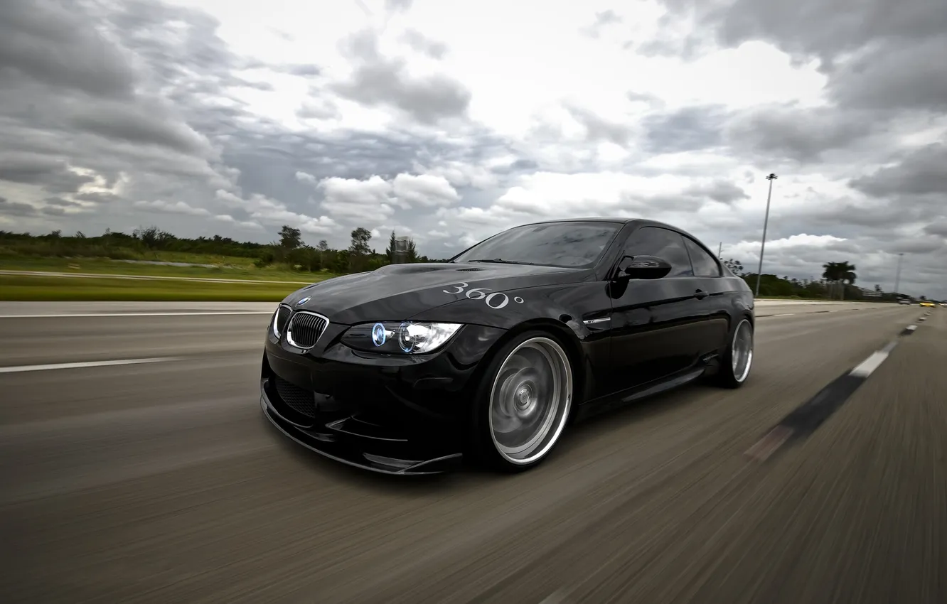 Photo wallpaper the sky, black, BMW, speed, BMW, highway, black