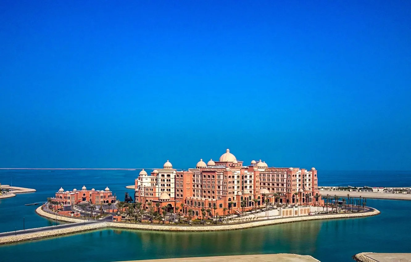 Photo wallpaper sky, ocean, water, hotel, building