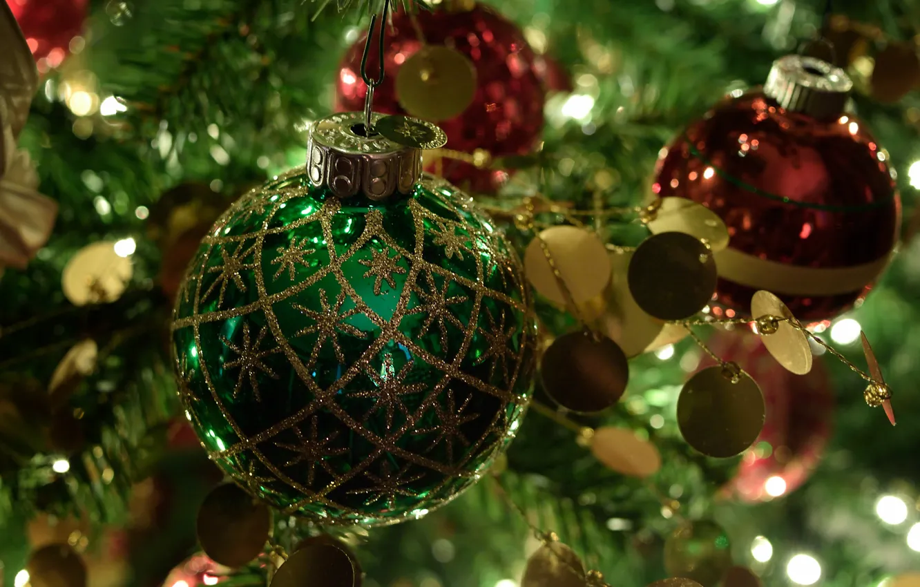 Photo wallpaper toys, tree, new year, ball, Christmas, the tameing