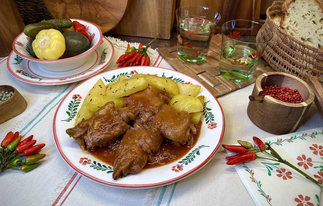 Photo wallpaper bread, tomato, Pickles, hock