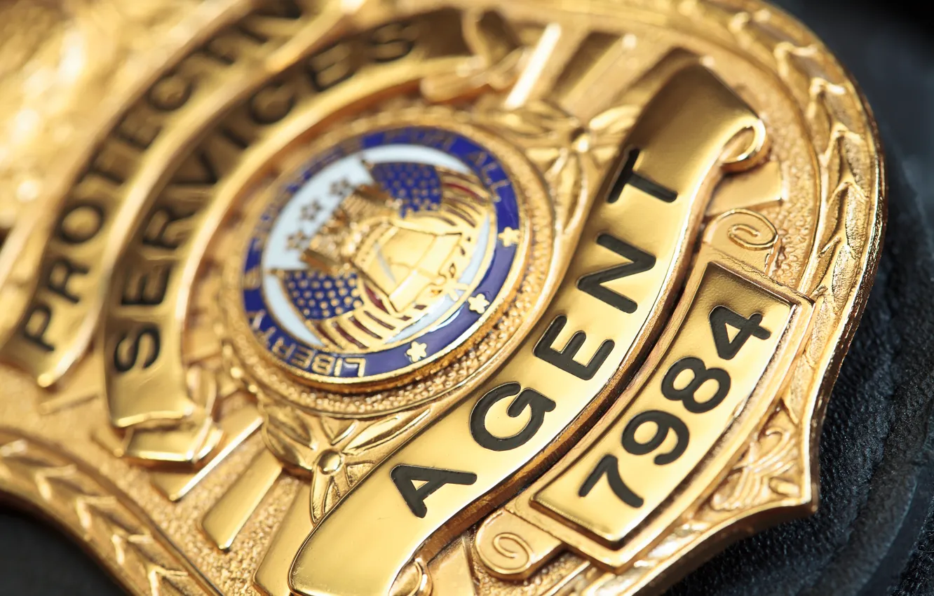 Photo wallpaper gold, agent, police badge