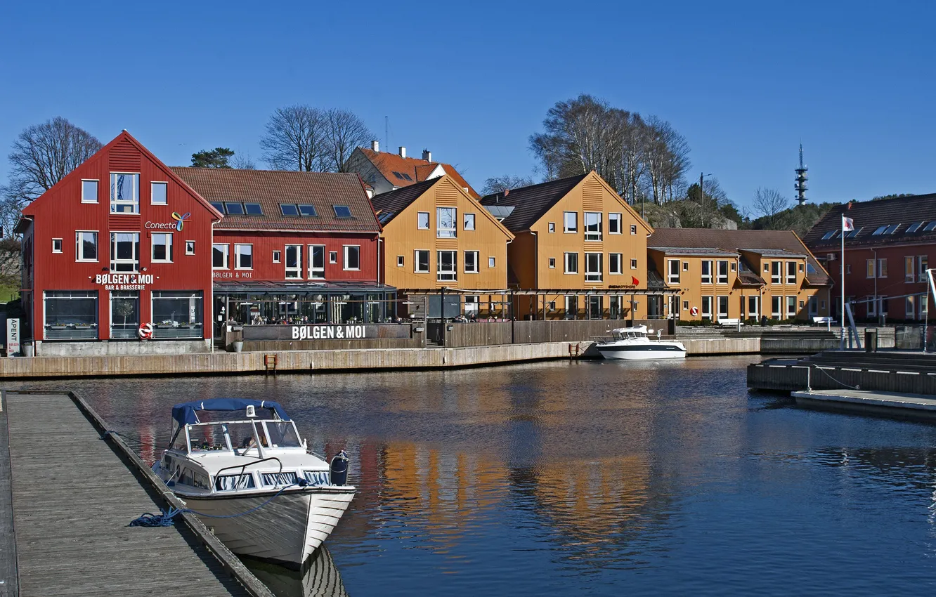 Photo wallpaper Marina, boats, Norway, Kristiansand