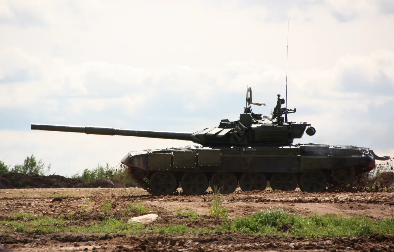 Photo wallpaper tank, polygon, armor, T-90