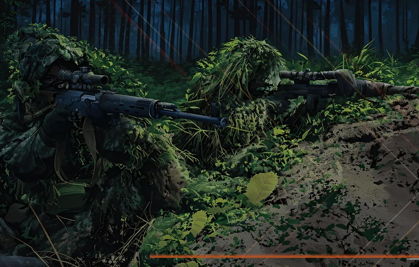 Photo wallpaper forest, sniper, Weapons, Disguise