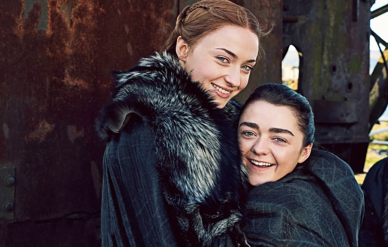 Photo wallpaper A Song of Ice and Fire, Game of Thrones, season 7, Arya Stark, Sansa Stark, …