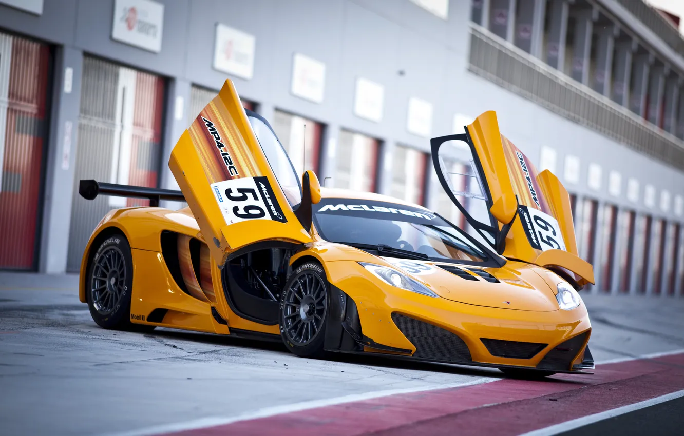 Photo wallpaper orange, McLaren, Boxing, the car, MP4-12C, orange, McLaren
