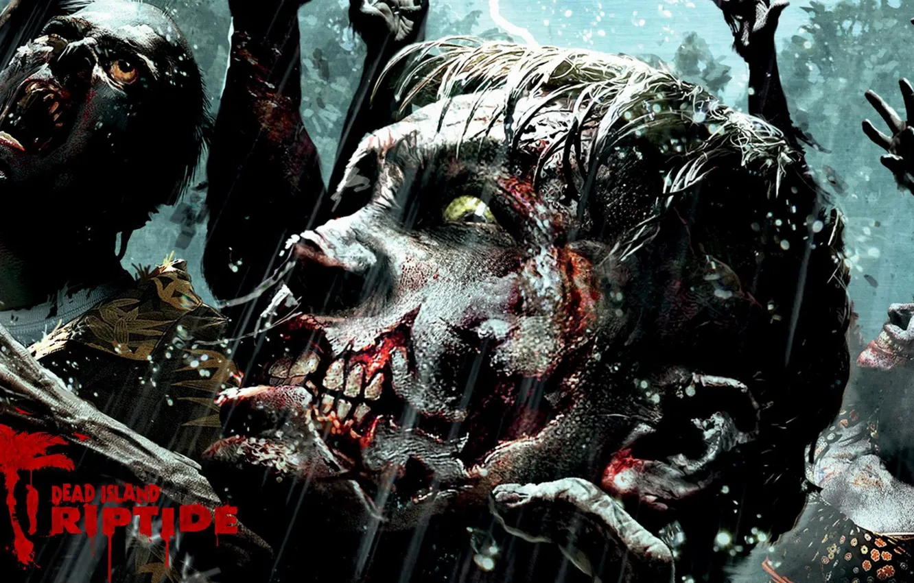 Photo wallpaper zombie, blood, game, island, tatoo, face, Dead Island, Dead Island: Riptide