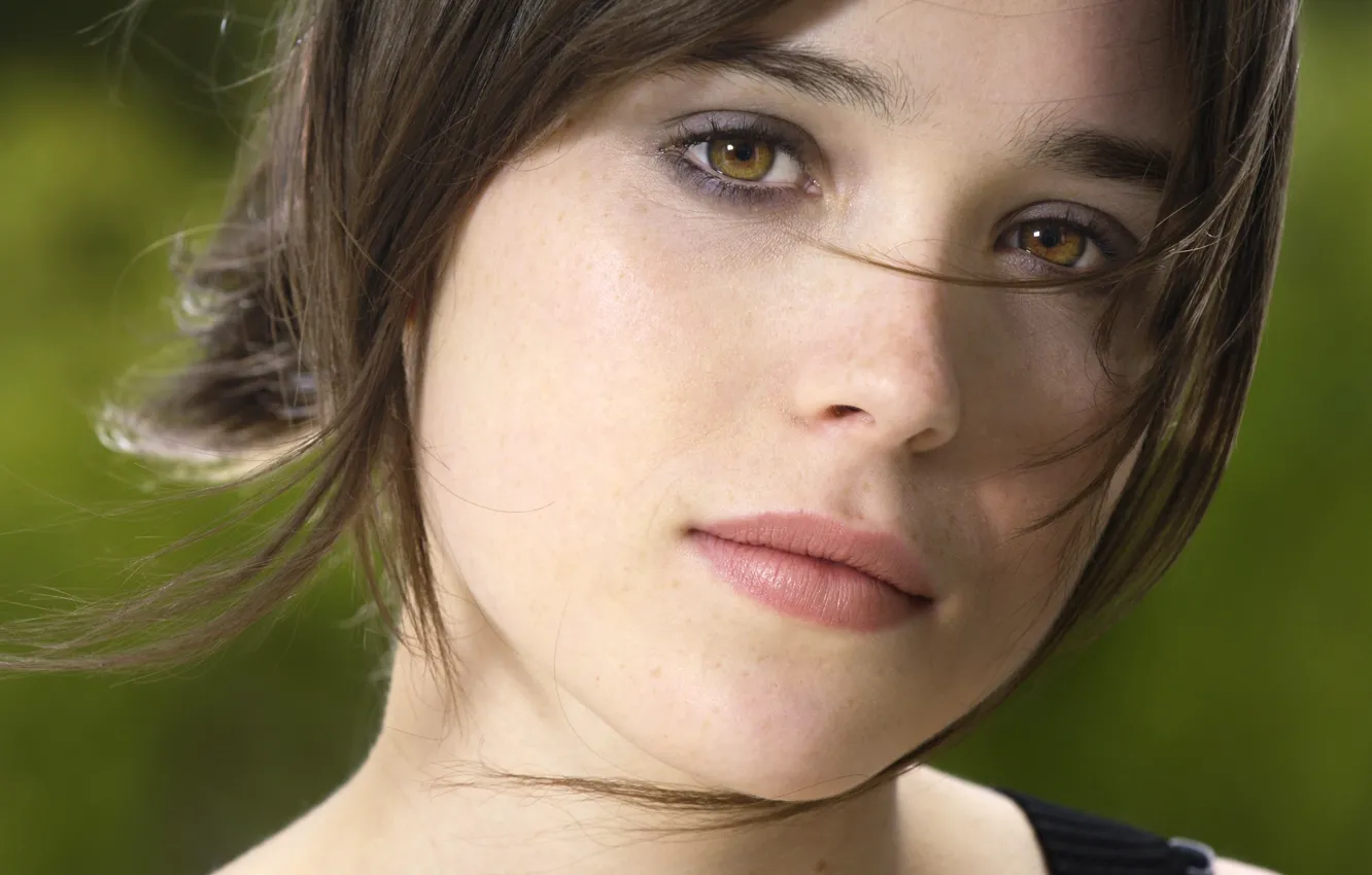 Photo wallpaper eyes, actress, brunette, lips, Ellen Page, ellen page