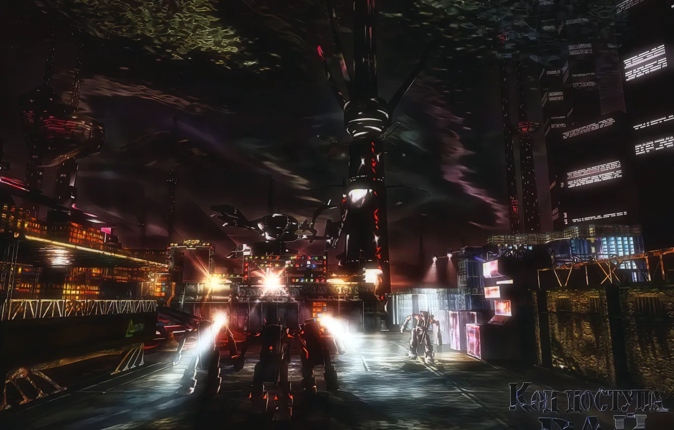 Photo wallpaper Robots, futuristic city, Cyberpunk, Game Art, sci-fi art, mist-land, paradise cracked, paradise access code