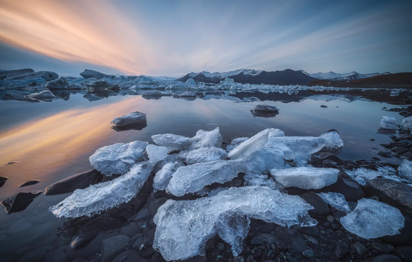 Photo wallpaper ice, winter, shore