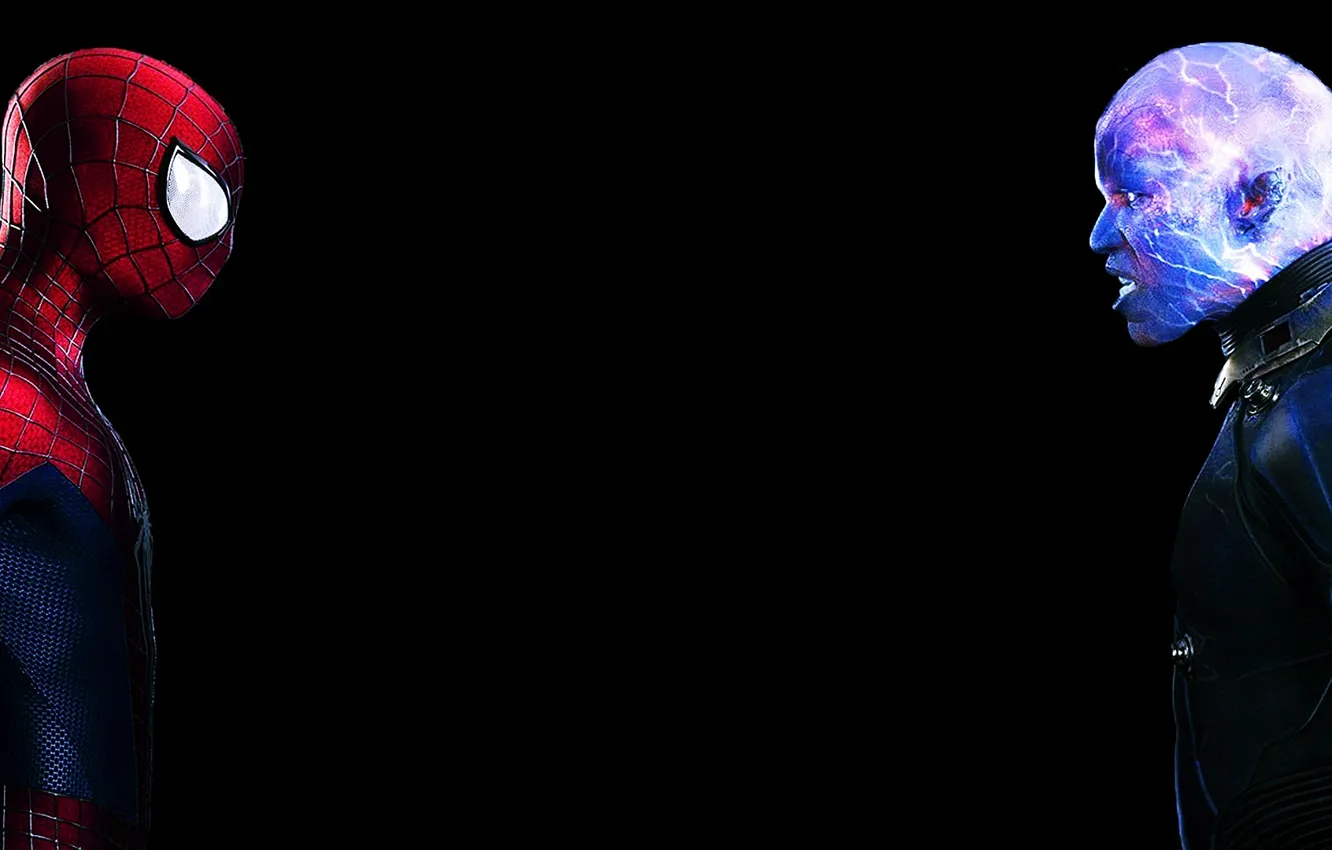 Photo wallpaper background, people, spider, battle, mask, costume, electro, Fox