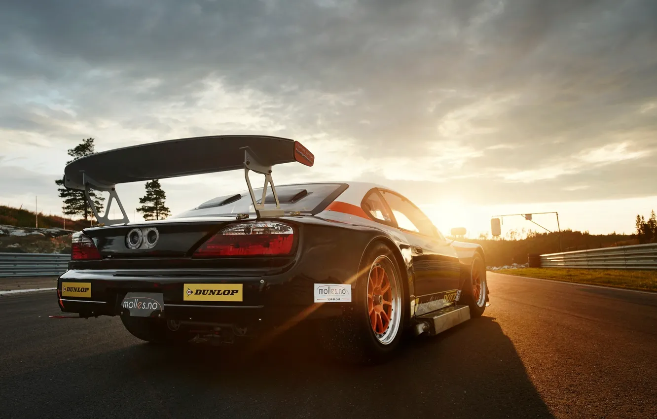 Photo wallpaper the sky, sunset, tuning, track, nissan, drift, tuning, silvia