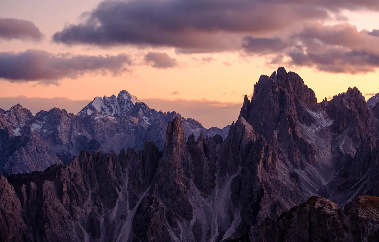 Photo wallpaper the sky, clouds, sunset, mountains, nature, rocks, the evening, Alps