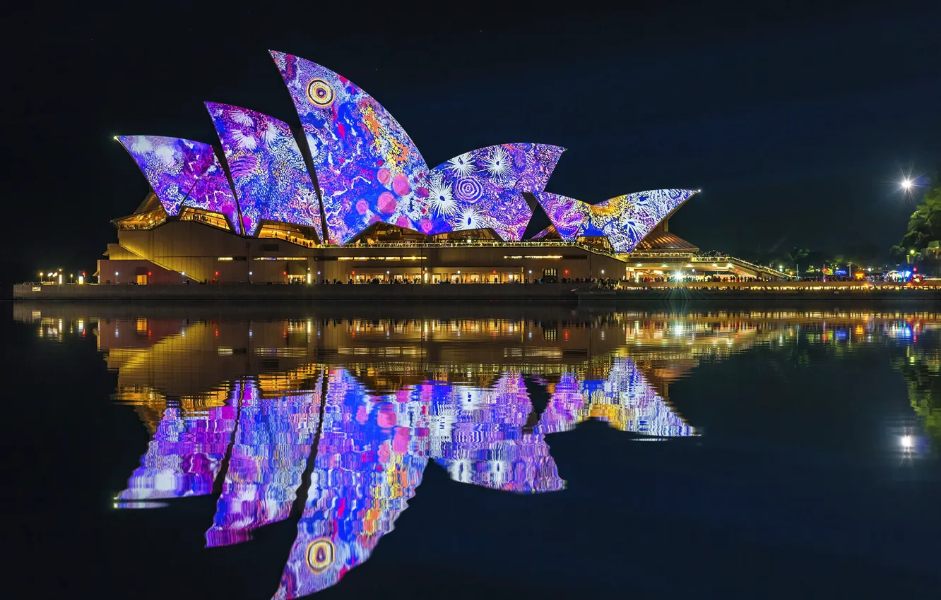 Photo wallpaper night lights, Sydney, night city, Australia