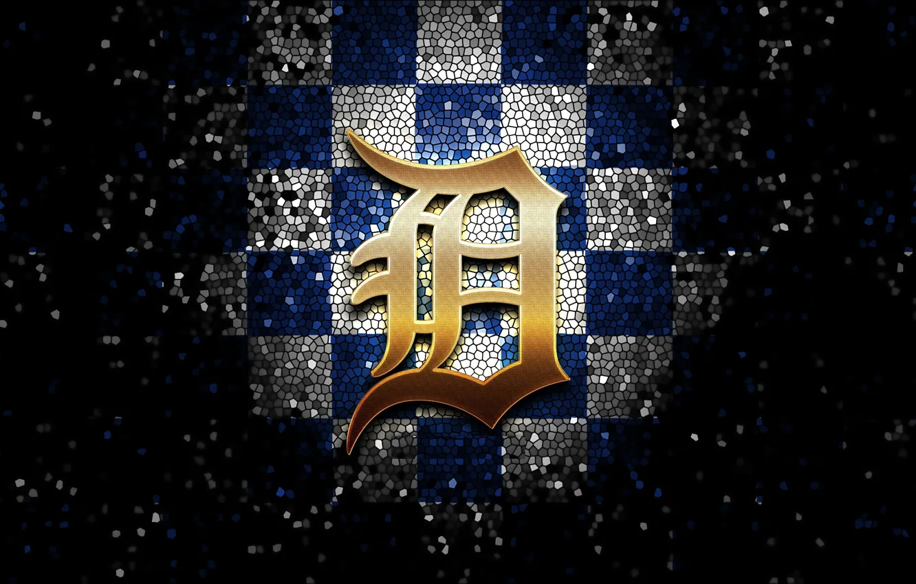 Photo wallpaper wallpaper, sport, logo, baseball, glitter, checkered, MLB, Detroit Tigers