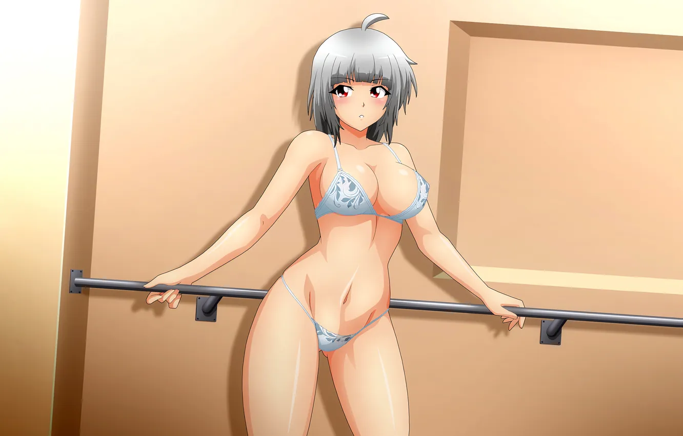 Photo wallpaper girl, sexy, lingerie, bra, cleavage, panties, boobs, anime