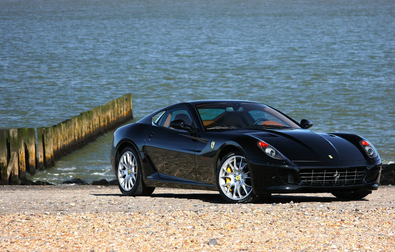 Photo wallpaper sea, black, Ferrari, GTB, 599