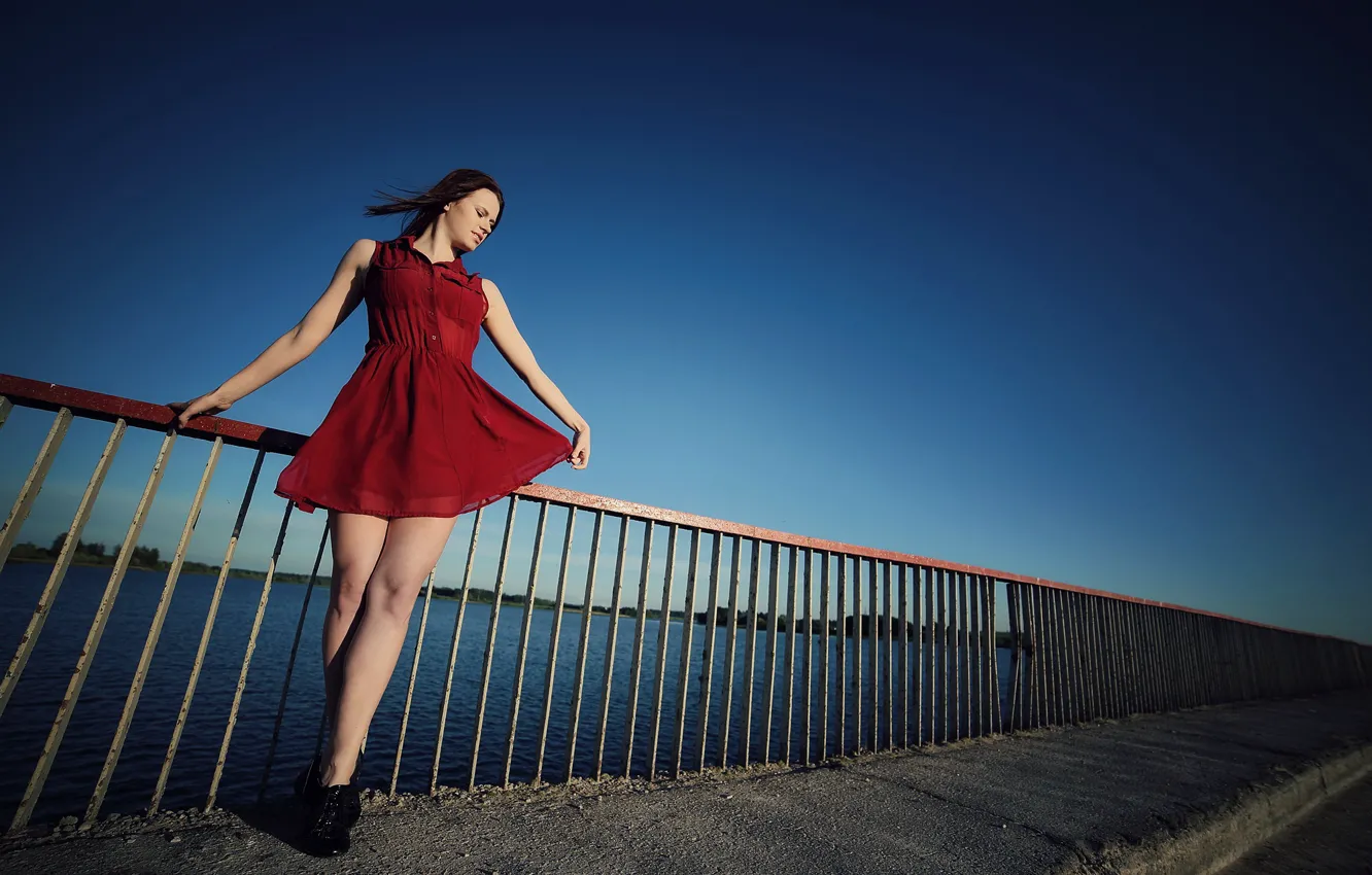 Photo wallpaper pose, bridge, girl