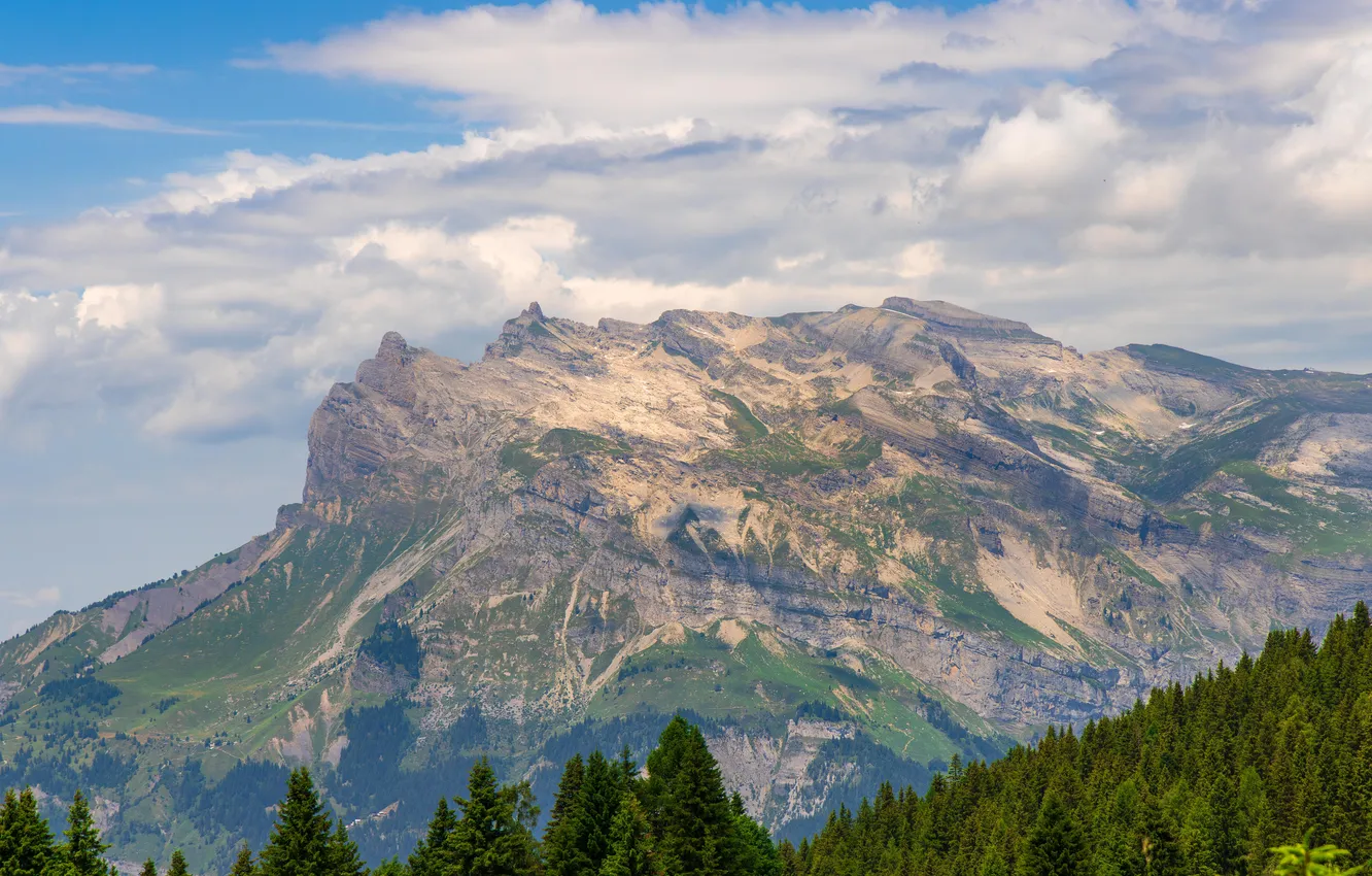 Photo wallpaper sky, trees, landscape, nature, France, Europe, mountains, clouds