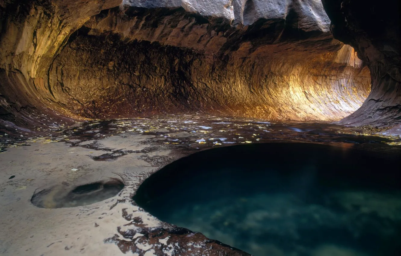 Photo wallpaper the tunnel, tunnel, Blue Pond, Blue pond, Zion Canyon National Park, Zion Canyon National Park