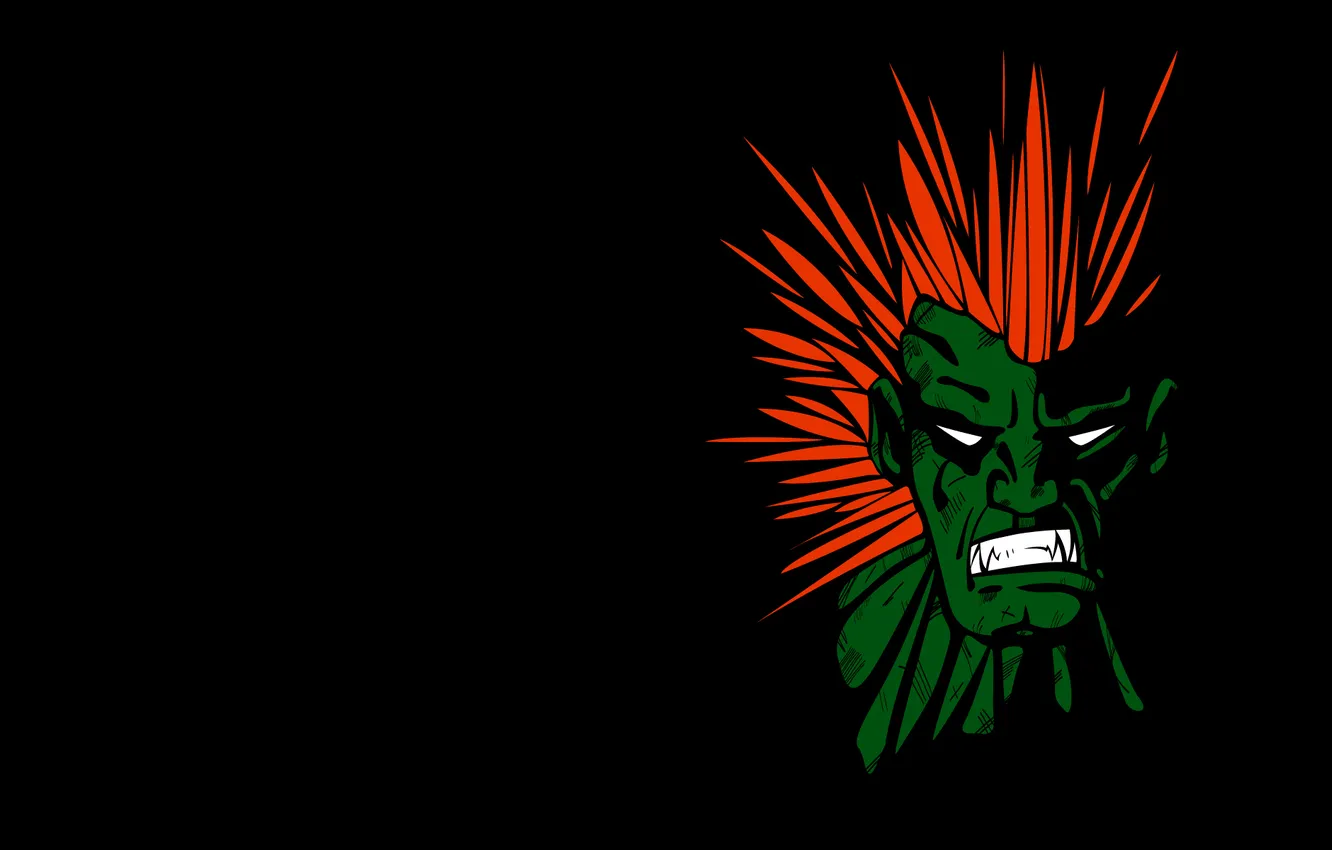 Photo wallpaper green, evil, beast, black background, street fighter, street fighter, blanka, Blanca