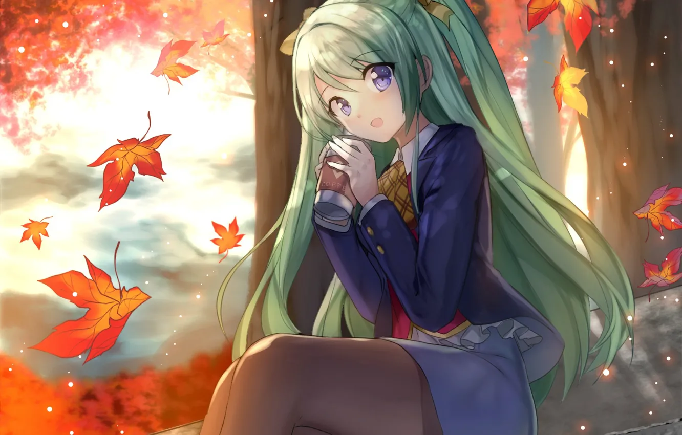 Photo wallpaper autumn, girl, Hatsune Miku, Vocaloid, Vocaloid, Hatsune Miku